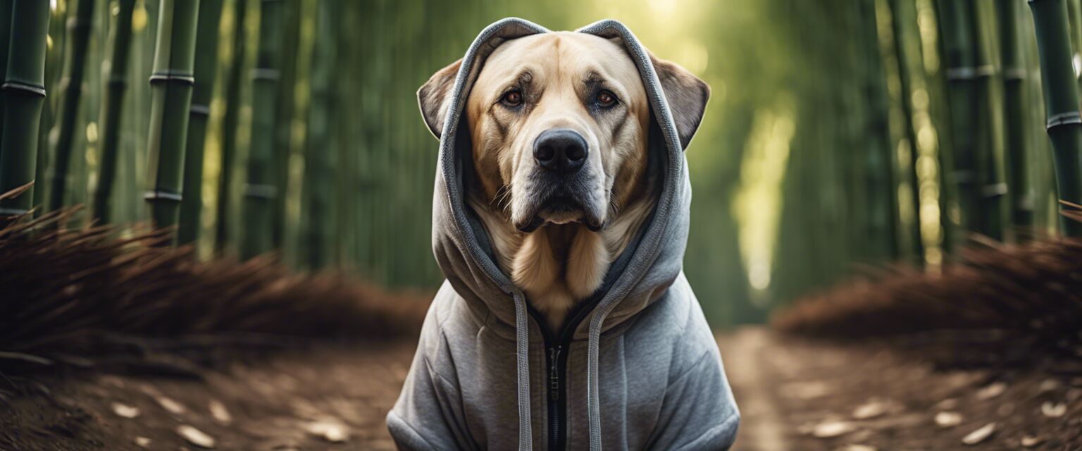 Dog in bamboo hoodie